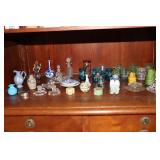 Shelf lot - miniature mugs, cruets, vases,