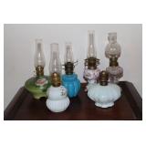 6 Miniature oil lamps (couple chips)