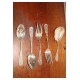 Stieff Sterling silver Repousse meat forks,