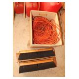 Lot of extension cords and 2 push broom
