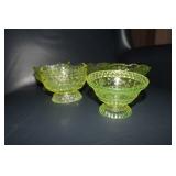 5 Vaseline/uranium glass desert bowls