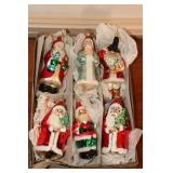 6 Glass Santa Claus ornaments including Radko,