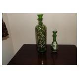Bohemia emerald green decanter with gold enamel