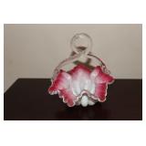 Pink opalescent brides basket with gold flecks