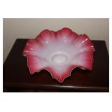 Pink and white ruffled edge brides bowl