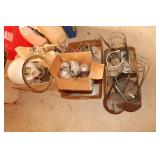 Hurricane lamp, childs aluminum cookware and 2