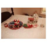 Christmas lot - plastic Santa on sleigh with