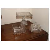 EAPG clear glass lot - cake stand, candy dish,
