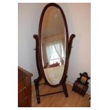 Mahogany framed cheval mirror