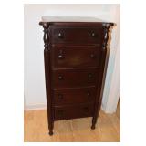Mahogany 5 drawer lingerie chest 20" X 15.25" X