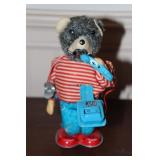 Alps Japan tin lithographed wind up toy bear