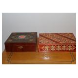 2 Decorative wooden trinket or storage boxes