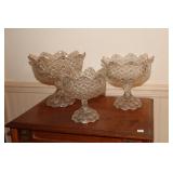 3 EAPG Daisy & Button graduated size centerpiece