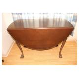 Mahogany drop leaf table with ball and claw feet