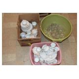 Lot of doll china including tea pot, saucers,