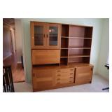 Mid Century style Teak veneer 2 pc wall