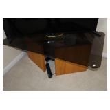 Glass and oak coffee table