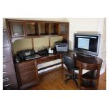 Computer desk (72x66) and chair (contents on top