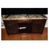 Faux marble top entertainment cabinet 52x16x27H