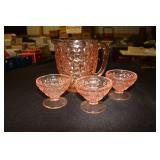 Jeanette Pink Depression Buttons & Bows pitcher