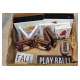 Box of 7 wooden fall sign decorations