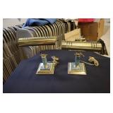 2 Brass portable desk lamps with green marble base