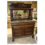 Tiger oak sideboard buffet with mirror