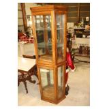 Oak finish curio cabinet 26.5 X 11 X 72