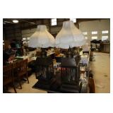 Pair lantern style table lamps with shades