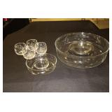 Princess House etched glass chip & dip bowl,