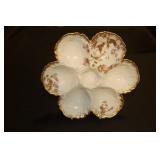 Limoges France oyster plate with gold trim marked
