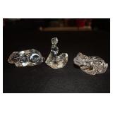 3 Princess House glass paper weights - rabbit,