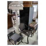 Lot - wicker floor lamp (damage to top),