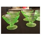 Vaseline uranium glass creamer (cracked) & sugar,