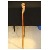 Handmade walking stick with shamrock signed by