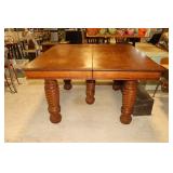 Antique oak dining table with barley twist legs