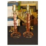 Pink depression lamps (1 has chip)