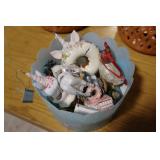 Blue plastic easter basket with Ganz and other