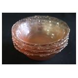 4 Pink depression glass bowls