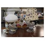 2 Antique oil finger or chamber lamps (converted