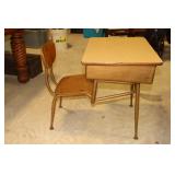 Metal school desk and chair combination desk has