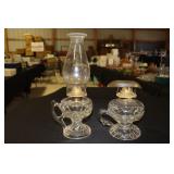 2 Antique oil finger or chamber lamps