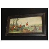 Framed fox hunting picture 11.75 X 6.75