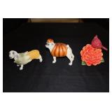 3 Ganz figurines Pumpkin dog, Corn on Cob Dog and