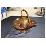 Amber Sandwich glass basket