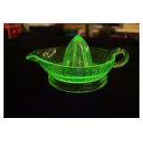 Vaseline uranium glass juicer (crack in handle),