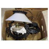 Cast iron hanging oil lamp light (converted to