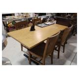 Oak finish table 30x60 with metal legs and 4 oak