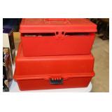 2 toolboxes with contents nails, picture wire,