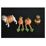 4 Ganz figurines Pumpkin dog, Cat in pumpkin and